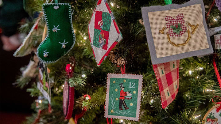 A detail of a tree sponsored by the Tokay Stitch’n Quilt Guild on display at the 33rd annual Festival of Trees the San Joaquin County Historical Museum 