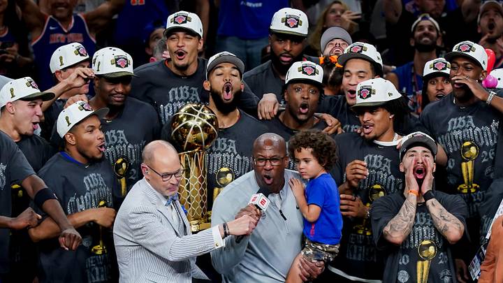New York Knicks head coach Mike Brown celebrates after defeating the San Antonio Spurs in game five of the 2026 NBA Finals to win the 2026 NBA Championship at Frost Bank Center. New York Knicks head coach Mike Brown celebrates after defeating the San Antonio Spurs in game five of the 2026 NBA Finals to win the 2026 NBA Championship at Frost Bank Center.