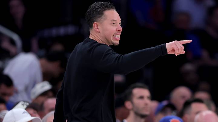 Jun 10, 2026; New York, New York, USA; San Antonio Spurs head coach Mitch Johnson coaches against the New York Knicks during the second quarter of game four of the 2026 NBA Finals at Madison Square Garden. Mandatory Credit: Brad Penner-Imagn Images