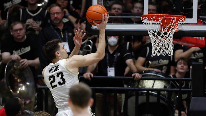 Purdue Boilermakers forward Camden Heide (23) shoots the ball during the NCAA men's basketball game