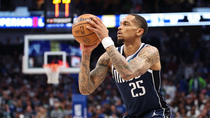 May 28, 2024; Dallas, Texas, USA; Dallas Mavericks forward P.J. Washington (25) shoots against the Minnesota Timberwolves during the third quarter of game four of the western conference finals for the 2024 NBA playoffs at American Airlines Center. Mandatory Credit: Kevin Jairaj-USA TODAY Sports