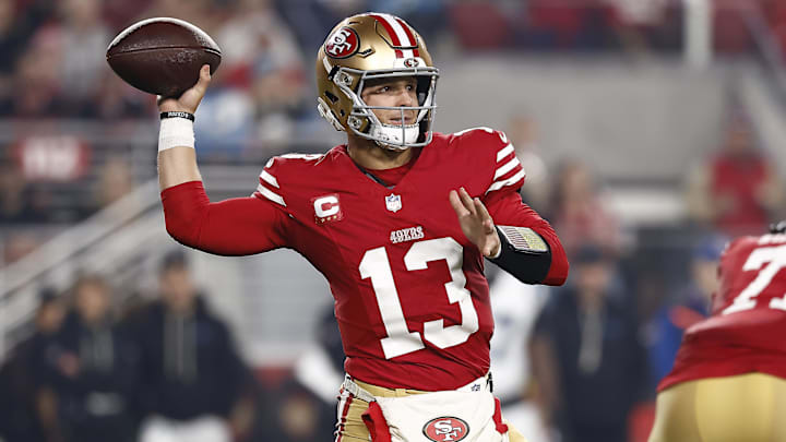 49ers quarterback Brock Purdy threw three picks in their win over the Panthers on Monday night. 