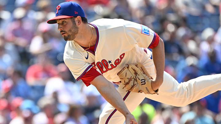 Jul 19, 2026; Philadelphia, Pennsylvania, USA; Philadelphia Phillies pitcher Max Lazar (60) throws a pitch during the sixth inning against the New York Mets at Citizens Bank Park. Mandatory Credit: Eric Hartline-Imagn Images Jul 19, 2026; Philadelphia, Pennsylvania, USA; Philadelphia Phillies pitcher Max Lazar (60) throws a pitch during the sixth inning against the New York Mets at Citizens Bank Park. Mandatory Credit: Eric Hartline-Imagn Images