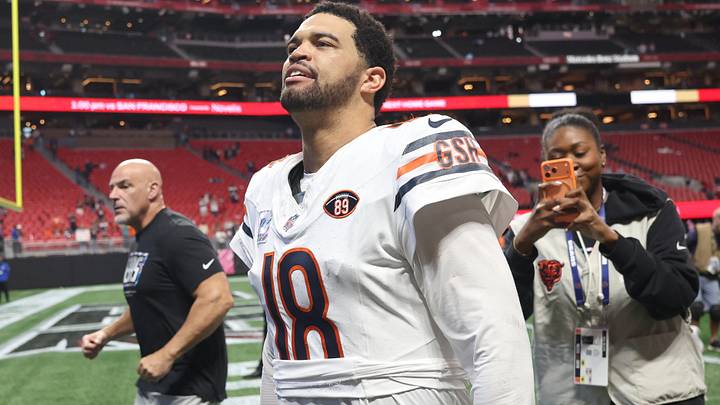 Chicago Bears quarterback Caleb Williams (18) walks off the field after the game against the Atlanta Falcons at Mercedes-Benz Stadium. Mandatory Credit: Brett Davis-Imagn Images Chicago Bears quarterback Caleb Williams (18) walks off the field after the game against the Atlanta Falcons at Mercedes-Benz Stadium. Mandatory Credit: Brett Davis-Imagn Images