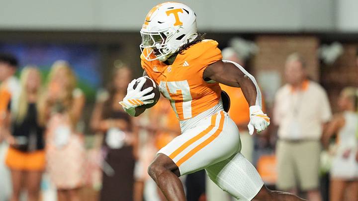 Tennessee running back Daune Morris (17) returns a kickoff against Kennesaw State during a college football game on Sept. 19, 2026, in Knoxville, Tennessee. Tennessee running back Daune Morris (17) returns a kickoff against Kennesaw State during a college football game on Sept. 19, 2026, in Knoxville, Tennessee.