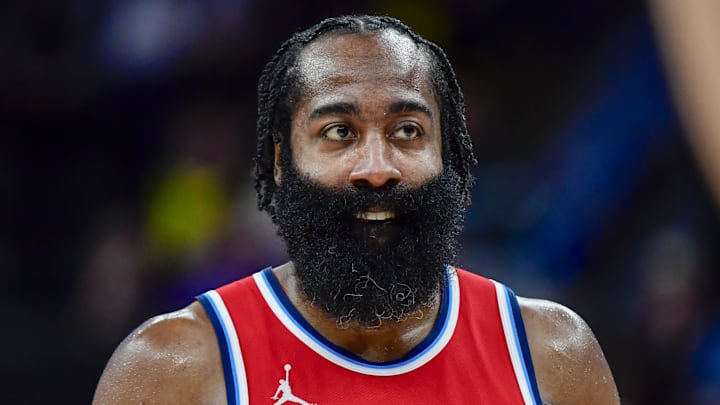 Feb 13, 2025; Salt Lake City, Utah, USA; LA Clippers guard James Harden (1) during the second half against the Utah Jazz at the Delta Center. Mandatory Credit: Christopher Creveling-Imagn Images