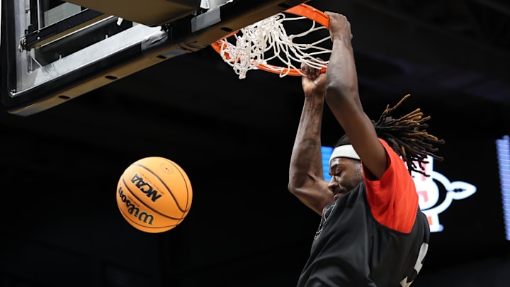 Mar 17, 2025; Dayton, OH, USA; San Diego State Aztecs forward Pharaoh Compton (5).