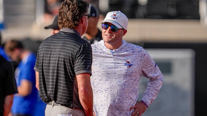 Tulsa head coach Tre Lamb speaks to former OSU head coach Mike Gundy before last year's game. Tulsa head coach Tre Lamb speaks to former OSU head coach Mike Gundy before last year's game.