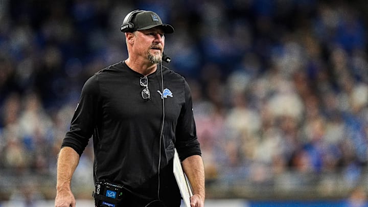 Detroit Lions head coach Dan Campbell reacts to a play against Pittsburgh Steelers during the second half at Ford Field in Detroit on Sunday, Dec. 21, 2025.