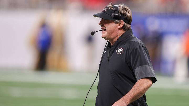 Nov 28, 2025; Atlanta, Georgia, USA; Georgia Bulldogs head coach Kirby Smart on the sideline against the Georgia Tech Yellow Jackets in the fourth quarter at Mercedes-Benz Stadium. Mandatory Credit: Brett Davis-Imagn Images Nov 28, 2025; Atlanta, Georgia, USA; Georgia Bulldogs head coach Kirby Smart on the sideline against the Georgia Tech Yellow Jackets in the fourth quarter at Mercedes-Benz Stadium. Mandatory Credit: Brett Davis-Imagn Images