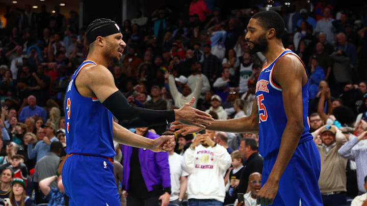 New York Knicks guard Josh Hart and forward Mikal Bridges