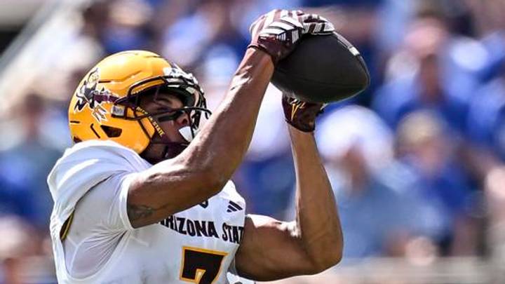 Sep 12, 2026; College Station, Texas, USA; Arizona State Sun Devils wide receiver Reed Harris (3) catches a pass as Texas A&M Aggies cornerback Julio Humphrey (6) defends at Kyle Field. Sep 12, 2026; College Station, Texas, USA; Arizona State Sun Devils wide receiver Reed Harris (3) catches a pass as Texas A&M Aggies cornerback Julio Humphrey (6) defends at Kyle Field.