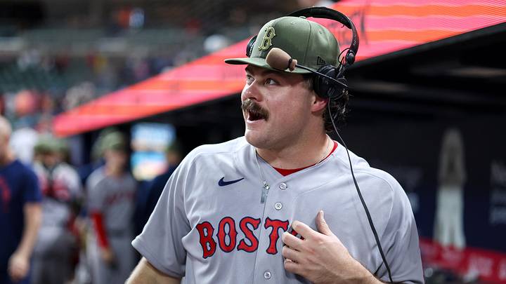 May 16, 2026; Atlanta, Georgia, USA; Boston Red Sox pitcher Payton Tolle (70) celebrates after a victory over the Atlanta Braves at Truist Park. Mandatory Credit: Brett Davis-Imagn Images