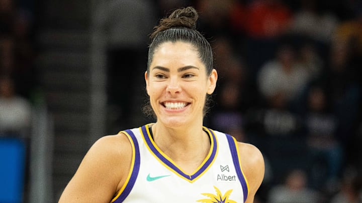 May 6, 2025; San Francisco, CA, USA; Los Angeles Sparks guard Kelsey Plum (10) during the third quarter against the Golden State Valkyries at Chase Center. Mandatory Credit: Kyle Terada-Imagn Images