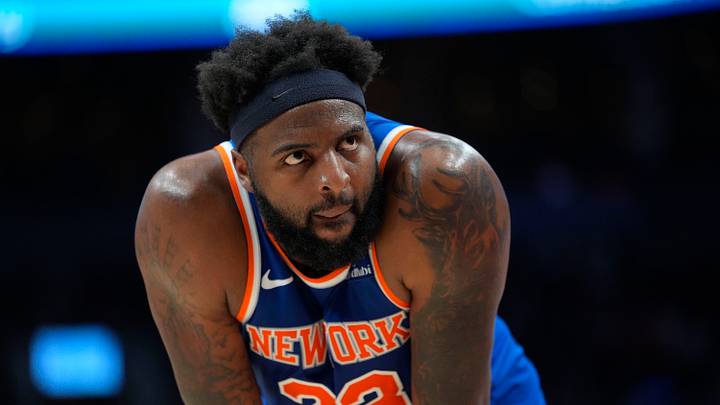 Mar 3, 2026; Toronto, Ontario, CAN; New York Knicks center Mitchell Robinson (23) during a break in the action against the Toronto Raptors during the second half at Scotiabank Arena. Mandatory Credit: John E. Sokolowski-Imagn Images Mar 3, 2026; Toronto, Ontario, CAN; New York Knicks center Mitchell Robinson (23) during a break in the action against the Toronto Raptors during the second half at Scotiabank Arena. Mandatory Credit: John E. Sokolowski-Imagn Images