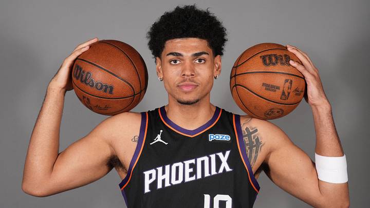 Sep 28, 2026; Phoenix, AZ, USA; Phoenix Suns guard Koa Peat (18) poses for a photo on Media Day at Mortgage Matchup Center.