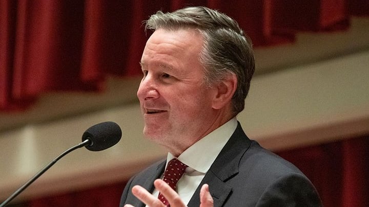 Florida State University President Richard McCullough speaks at his State of the University Address. Nov. 2023.