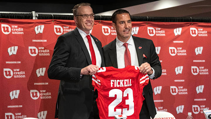 Wisconsin’s new head football coach Luke Fickell and athletic director Chris McIntosh. 