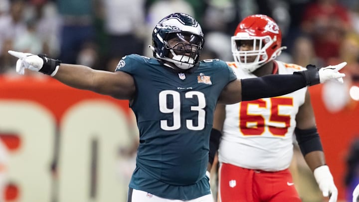 Feb 9, 2025; New Orleans, LA, USA; Philadelphia Eagles defensive tackle Milton Williams (93) against the Kansas City Chiefs during Super Bowl LIX at Ceasars Superdome. Mandatory Credit: Mark J. Rebilas-Imagn Images Feb 9, 2025; New Orleans, LA, USA; Philadelphia Eagles defensive tackle Milton Williams (93) against the Kansas City Chiefs during Super Bowl LIX at Ceasars Superdome. Mandatory Credit: Mark J. Rebilas-Imagn Images