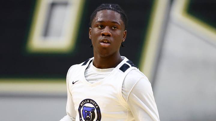 Jan 2, 2026; Mesa, AZ, USA; CIA Bella Vista (AZ) guard Miles Sadler (1) against Oak Cliff Faith Family Academy (TX) during the HoopHall West Tournament at Skyline High School. Mandatory Credit: Mark J. Rebilas-Imagn Images