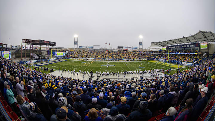 A view of the fans and the field during the first half of the FCS National Championship at Toyota Stadium