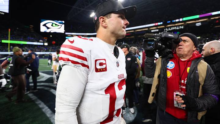 Jan 17, 2026; Seattle, WA, USA; San Francisco 49ers quarterback Brock Purdy (13) leaves the field following an NFC Divisional Round game against the Seattle Seahawks at Lumen Field. Mandatory Credit: Kevin Ng-Imagn Images Jan 17, 2026; Seattle, WA, USA; San Francisco 49ers quarterback Brock Purdy (13) leaves the field following an NFC Divisional Round game against the Seattle Seahawks at Lumen Field. Mandatory Credit: Kevin Ng-Imagn Images