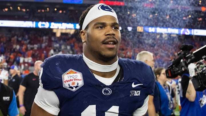 Penn State Nittany Lions defensive end Abdul Carter (11) after defeating the Boise State Broncos in the Fiesta Bowl at State Farm Stadium. 