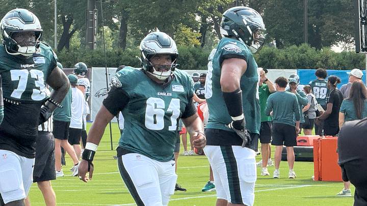 Willie Lampkin goes through a drill at Eagles training camp on Aug. 10, 2026. Willie Lampkin goes through a drill at Eagles training camp on Aug. 10, 2026.