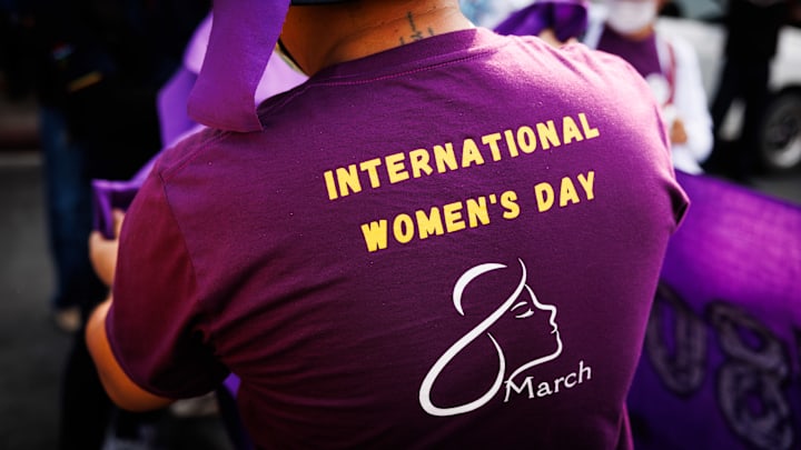People March For International Women's Day In Bangkok