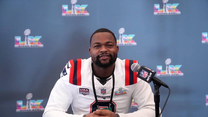 Feb 4, 2026; Santa Clara, CA, USA; New England Patriots wide receiver Kayshon Boutte (9) speaks to the media at the Santa Clara Marriott. Mandatory Credit: Cary Edmondson-Imagn Images Feb 4, 2026; Santa Clara, CA, USA; New England Patriots wide receiver Kayshon Boutte (9) speaks to the media at the Santa Clara Marriott. Mandatory Credit: Cary Edmondson-Imagn Images