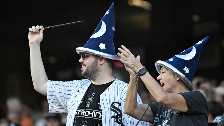 Sep 4, 2026; Chicago, Illinois, USA; Chicago White Sox fans wave wands while wearing wizard hats during the game against the Minnesota Twins at Rate Field. Mandatory Credit: Matt Marton-Imagn Images Sep 4, 2026; Chicago, Illinois, USA; Chicago White Sox fans wave wands while wearing wizard hats during the game against the Minnesota Twins at Rate Field. Mandatory Credit: Matt Marton-Imagn Images