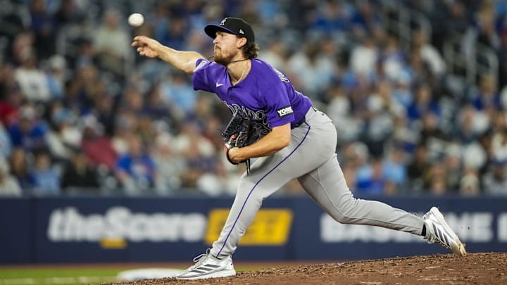 Colorado Rockies right-handed pitcher Chase Dollander.