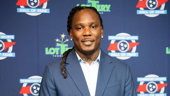 Tennessee Titans running back, Chris Johnson, at the red carpet event during the Tennessee Sports Hall of Fame 2024 induction class at the Omni Nashville Hotel in Nashville, Tenn., Saturday, July 20, 2024.