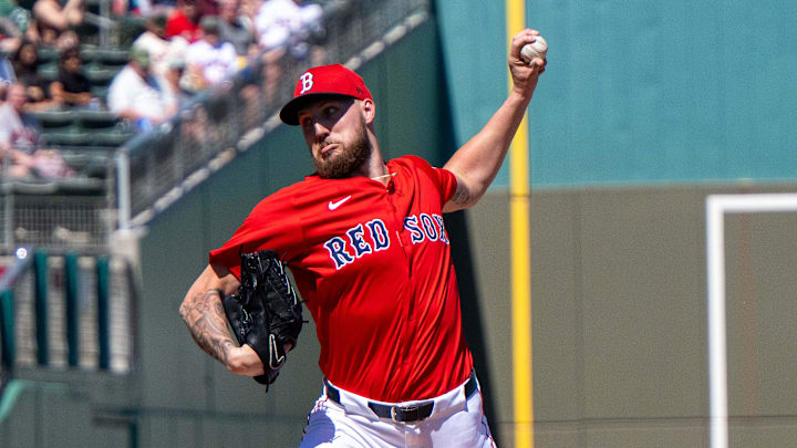Feb 23, 2025; Fort Myers, Florida, USA; Boston Red Sox pitcher Garrett Crochet (35) pitching in the first inning of their game against the Toronto Blue Jays at JetBlue Park at Fenway South. Mandatory Credit: Chris Tilley-Imagn Images Feb 23, 2025; Fort Myers, Florida, USA; Boston Red Sox pitcher Garrett Crochet (35) pitching in the first inning of their game against the Toronto Blue Jays at JetBlue Park at Fenway South. Mandatory Credit: Chris Tilley-Imagn Images