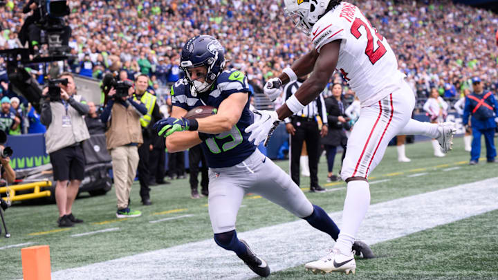 Jake Bobo of the Seattle Seahawks