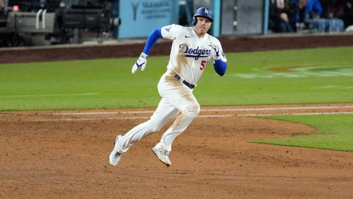 Apr 1, 2024; Los Angeles, California, USA; Los Angeles Dodgers first baseman Freddie Freeman (5)