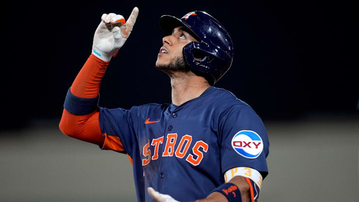 Jun 18, 2025; West Sacramento, California, USA; Houston Astros shortstop Jeremy Pena (3) reacts after hitting a single against the Athletics in the seventh inning at Sutter Health Park. Jun 18, 2025; West Sacramento, California, USA; Houston Astros shortstop Jeremy Pena (3) reacts after hitting a single against the Athletics in the seventh inning at Sutter Health Park.