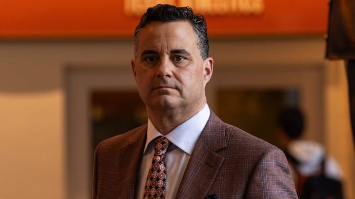 Sean Miller arrives on campus as The University of Texas announces him as their new men's basketball coach Tuesday, March 25, 2025.