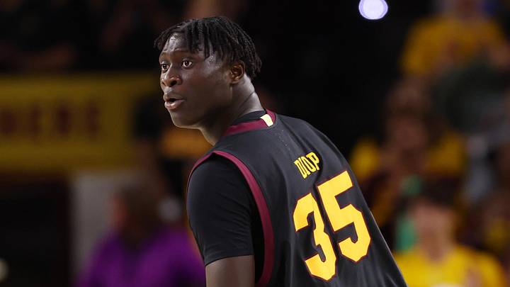 Jan 31, 2026; Tempe, Arizona, USA; Arizona State Sun Devils center Massamba Diop (35) against the Arizona Wildcats at Desert Financial Arena.