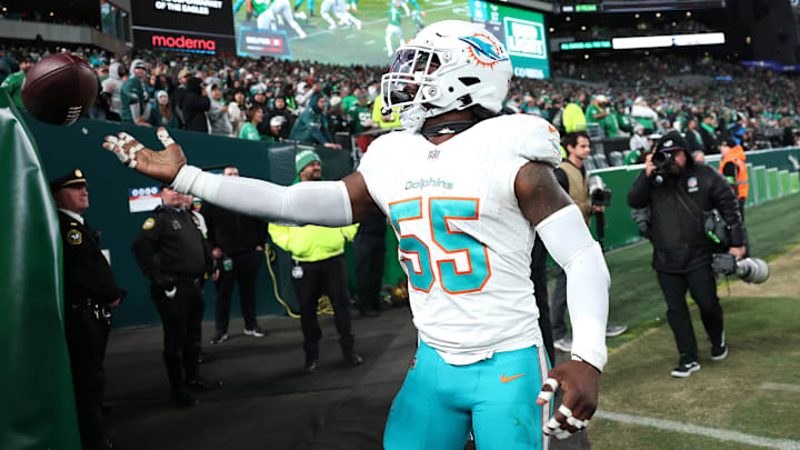 Jerome Baker, shown here last season in a game at Philadelphia, was waived by the Dolphins on Tuesday.