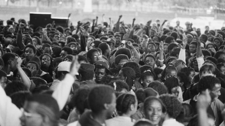Crowd at the GLC (Greater London Council) Hip Hop Jam, 1984