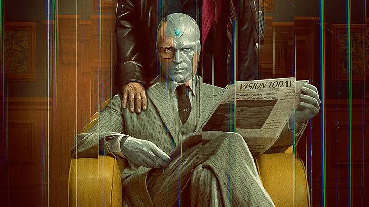 James Spader as Ultron and Paul Bettany as Vision in Marvel Studios' VISIONQUEST