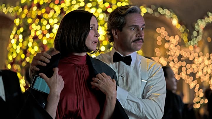 Vera Farmiga as Eleanor Bishop and Tony Dalton as Jack Duquesne in Marvel Studios' HAWKEYE. 