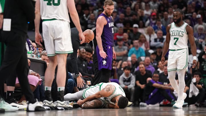 Boston Celtics star Jayson Tatum sprained his left ankle in Monday's victory over the Sacramento Kings.