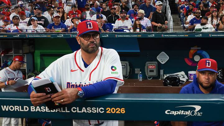 Mar 8, 2026; Miami, FL, United States; Dominican Republic manager Albert Pujols (5) watches from the dugout against the Netherlands during the sixth inning at loanDepot Park. Mandatory Credit: Sam Navarro-Imagn Images Mar 8, 2026; Miami, FL, United States; Dominican Republic manager Albert Pujols (5) watches from the dugout against the Netherlands during the sixth inning at loanDepot Park. Mandatory Credit: Sam Navarro-Imagn Images