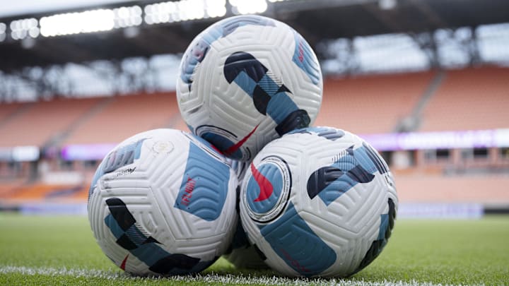 Aug 12, 2022; Houston, Texas, USA; A general view of the field and game ball before the game between