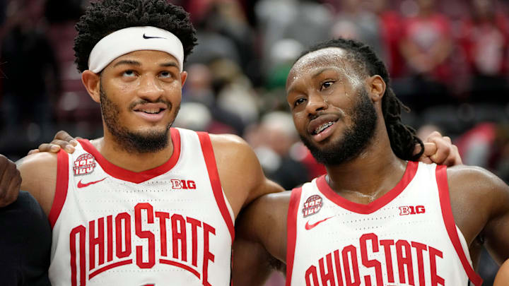 Feb. 10, 2024; Columbus, Ohio, USA; 
Ohio State Buckeyes guard Roddy Gayle Jr. (1) and Ohio State