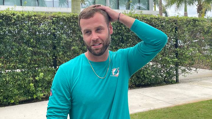 New Miami Dolphins kicker Zane Gonzalez talks to the media on the final day of the offseason program
