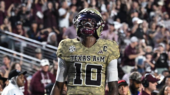 Oct 3, 2026; College Station, Texas, USA; Texas A&M Aggies quarterback Marcel Reed (10) celebrates scoring a touchdown during the second quarter against the Arkansas Razorbacks at Kyle Field. Mandatory Credit: Maria Lysaker-Imagn Images Oct 3, 2026; College Station, Texas, USA; Texas A&M Aggies quarterback Marcel Reed (10) celebrates scoring a touchdown during the second quarter against the Arkansas Razorbacks at Kyle Field. Mandatory Credit: Maria Lysaker-Imagn Images