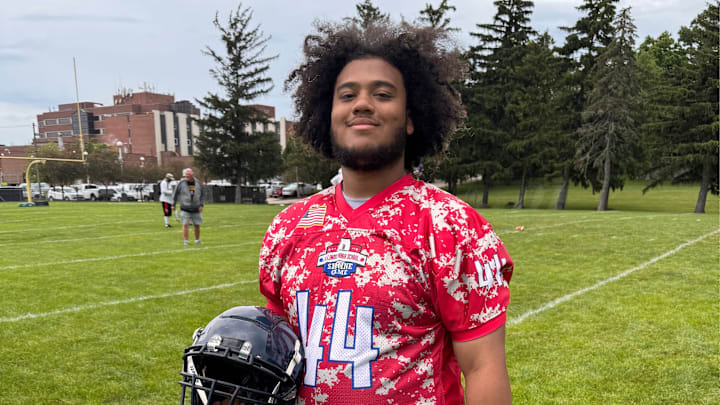 Prosser's Jayden McDonald at the Illinois Shrine Game practice.